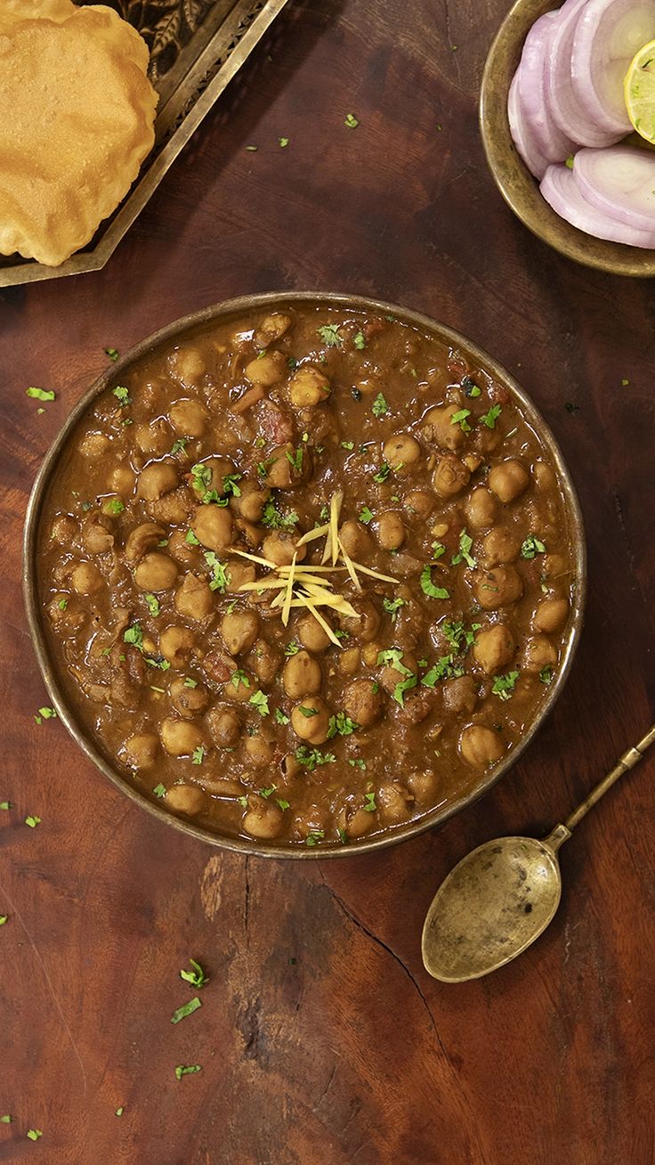 Spicy Punjabi Chana Masala with fresh coriander